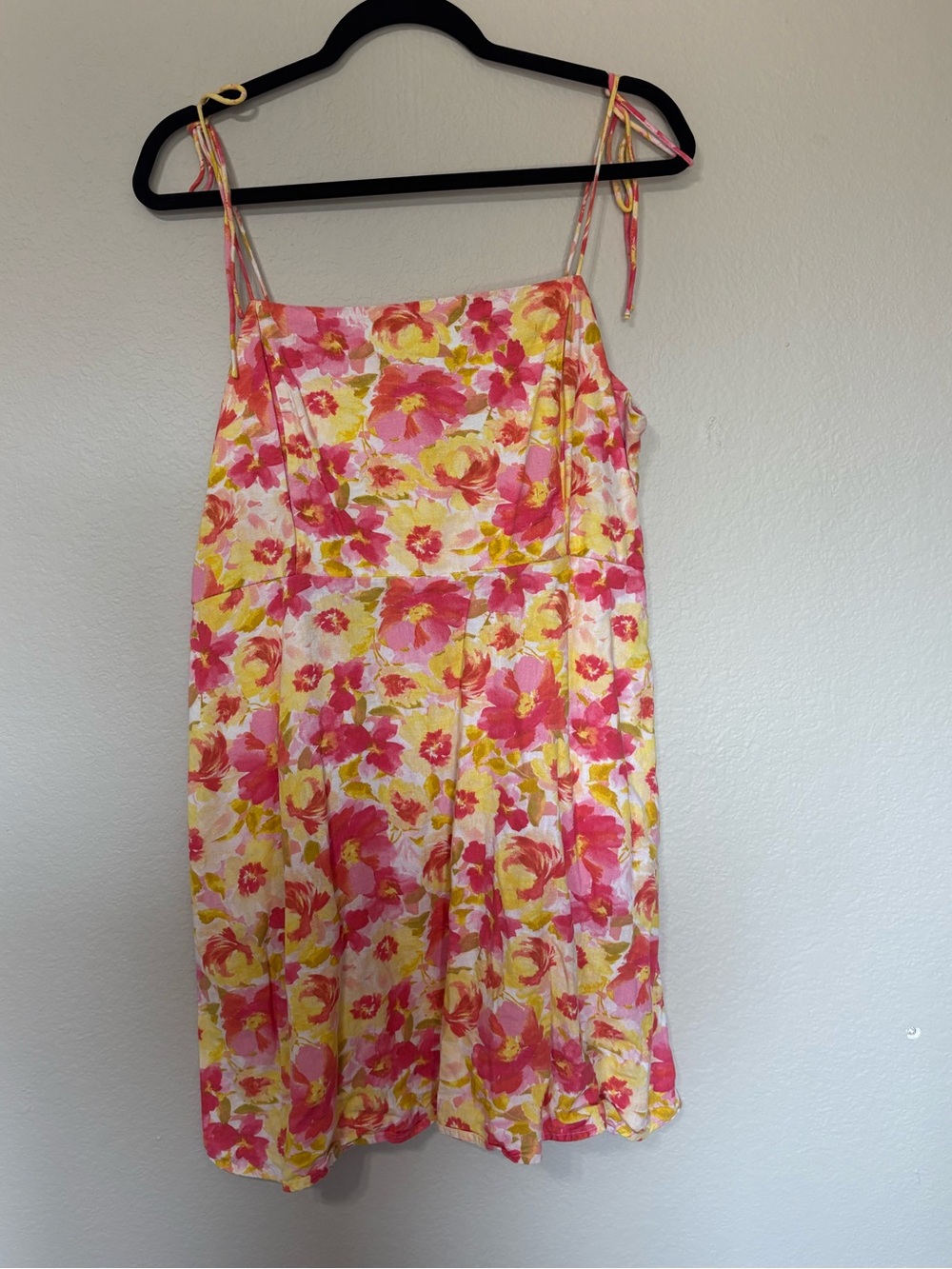 Floral Tie-Strap Sundress in Pink & Yellow